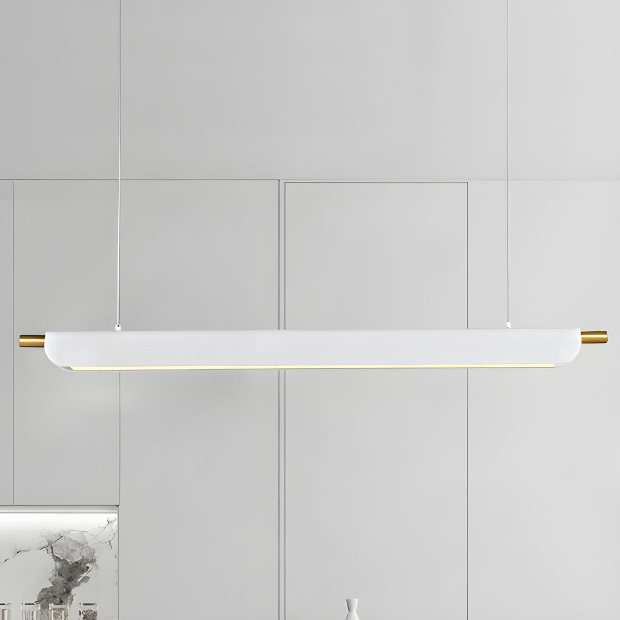 Modern Black Slim Linear LED Island Pendant Light Image - 4