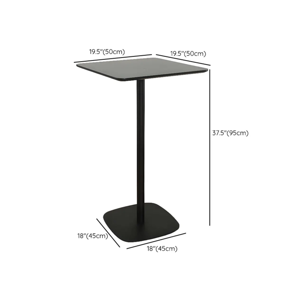 Modern Black Square Bistro Counter Heigth Bar Table Image - 16