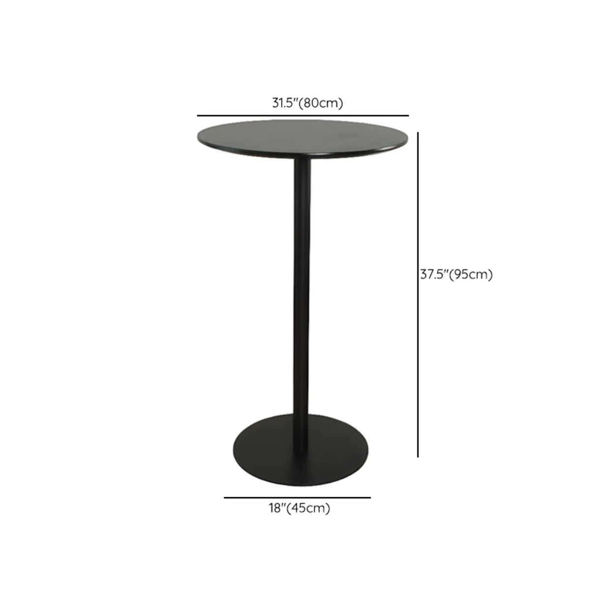 Modern Black Square Bistro Counter Heigth Bar Table Image - 31