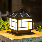 Modern Black Square Solar Outdoor Lantern Table Lamp Image - 1