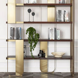 Modern Black Stainless Steel Open Etagere Bookcase Image - 11
