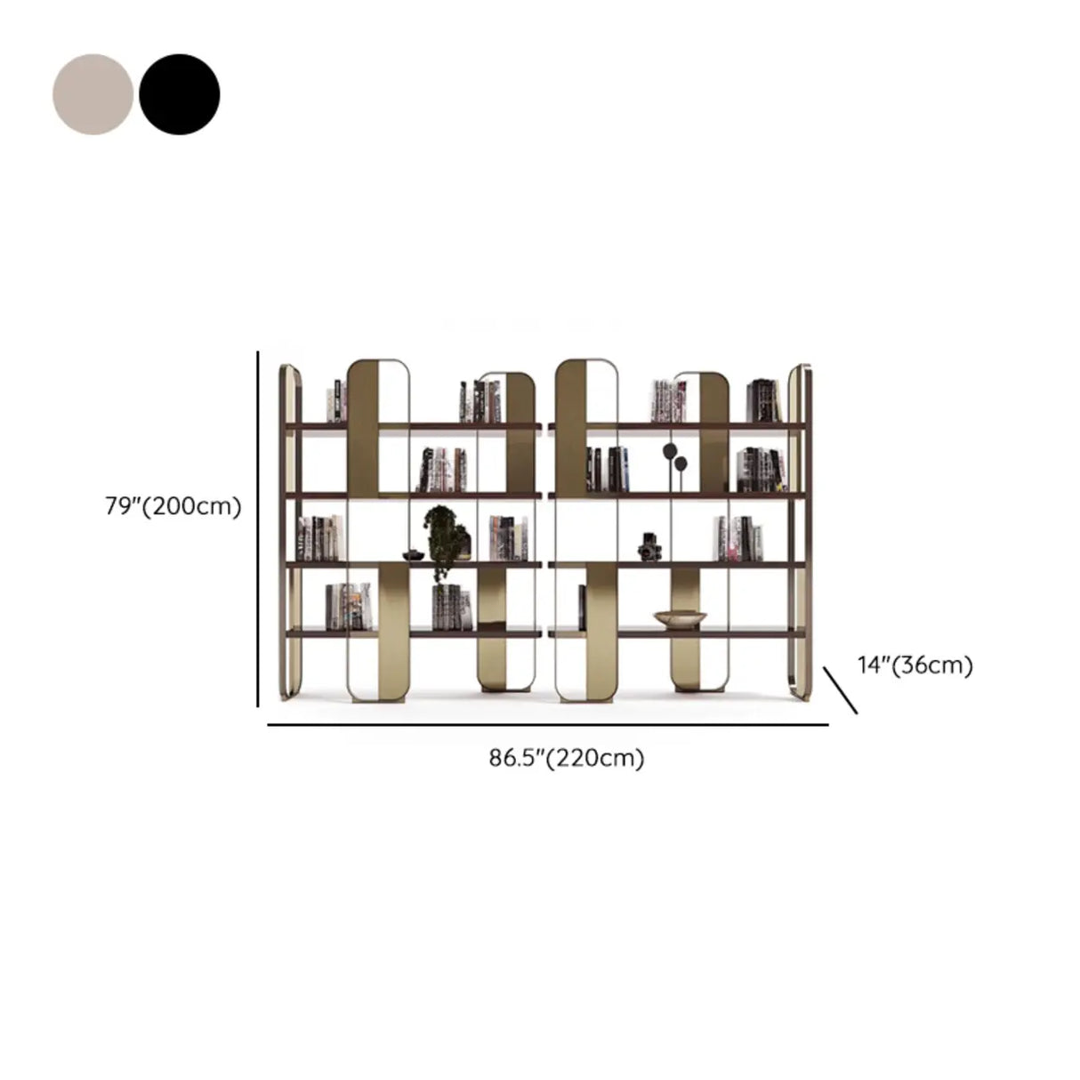 Modern Black Stainless Steel Open Etagere Bookcase Image - 18