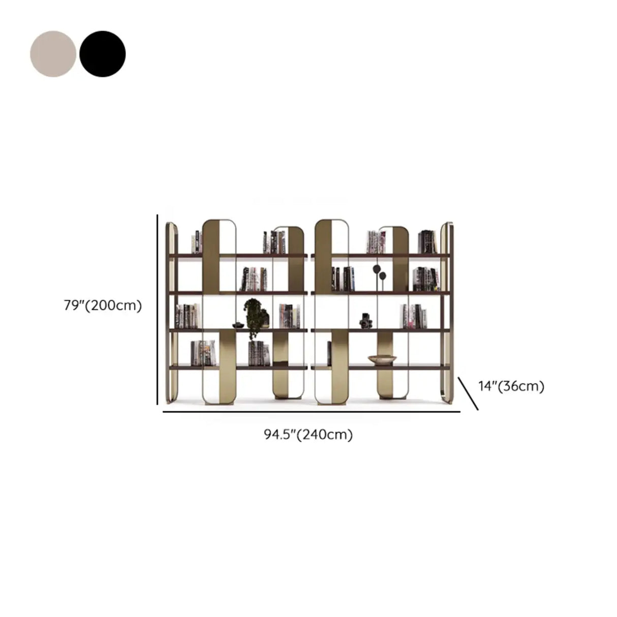 Modern Black Stainless Steel Open Etagere Bookcase Image - 19