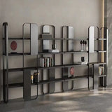 Modern Black Stainless Steel Open Etagere Bookcase Image - 1