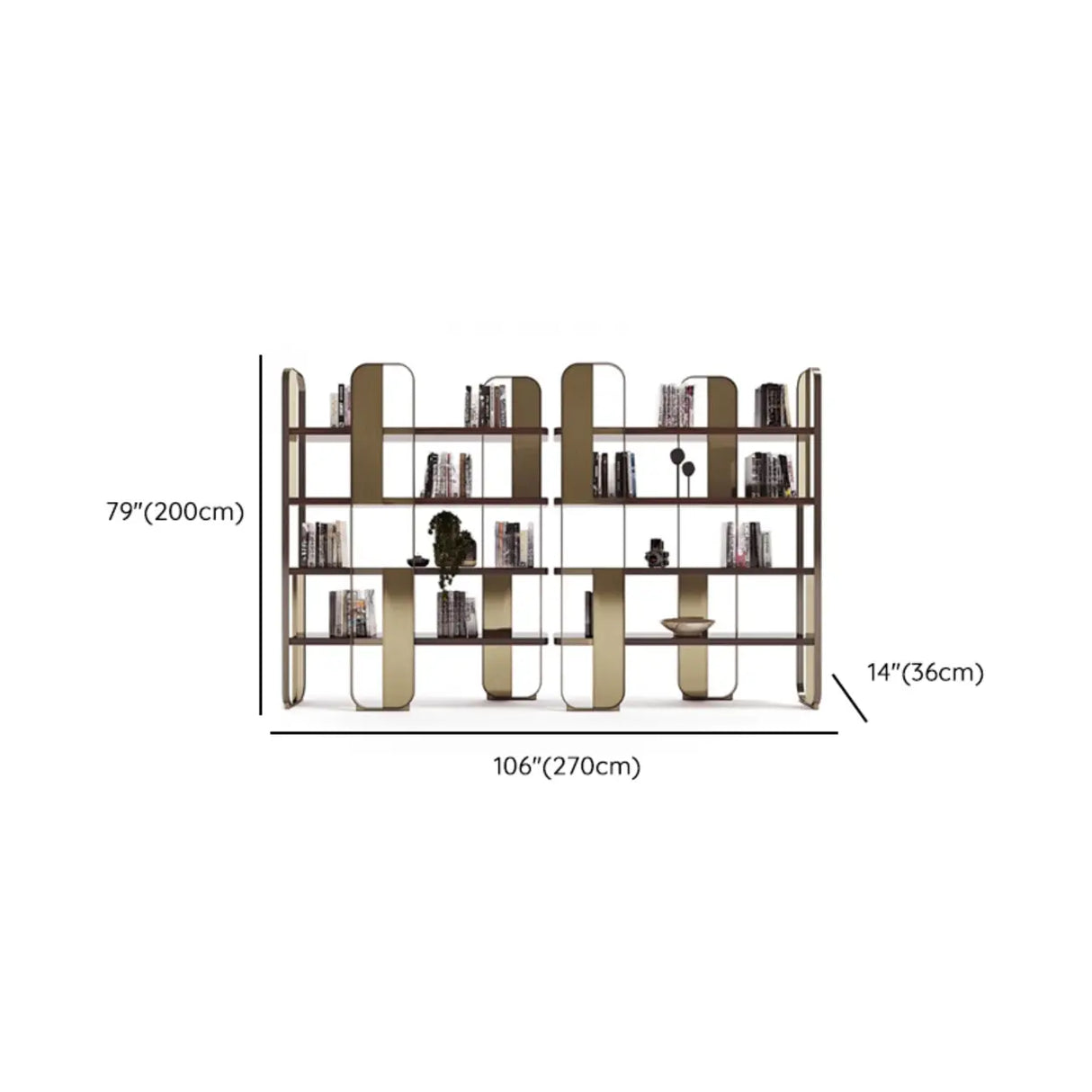 Modern Black Stainless Steel Open Etagere Bookcase Image - 20