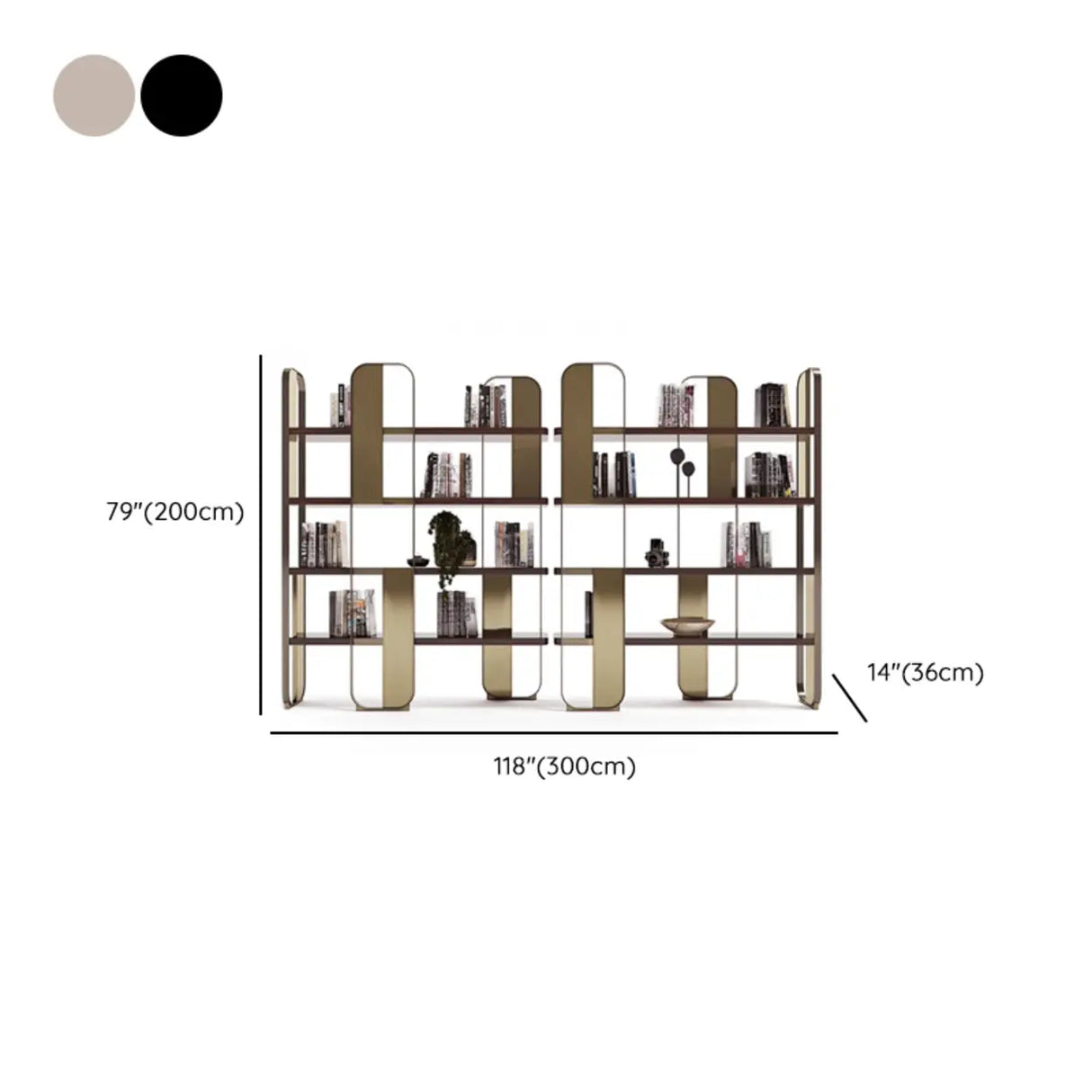 Modern Black Stainless Steel Open Etagere Bookcase Image - 21