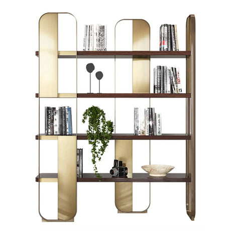 Modern Black Stainless Steel Open Etagere Bookcase Image - 2