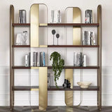 Modern Black Stainless Steel Open Etagere Bookcase Image - 3