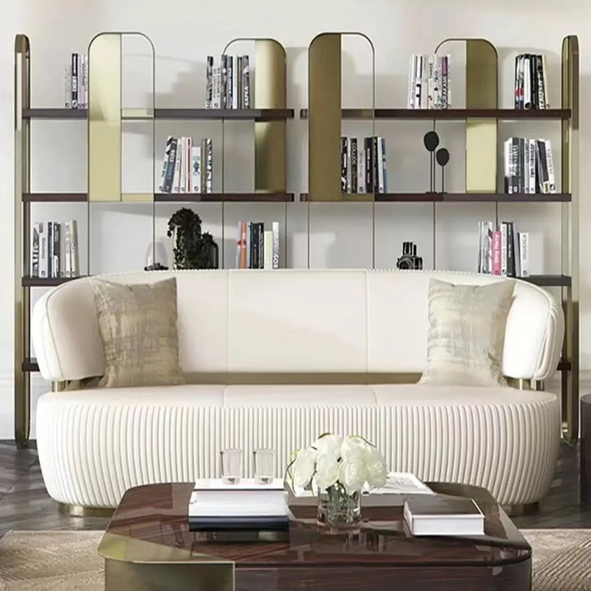 Modern Black Stainless Steel Open Etagere Bookcase Image - 4