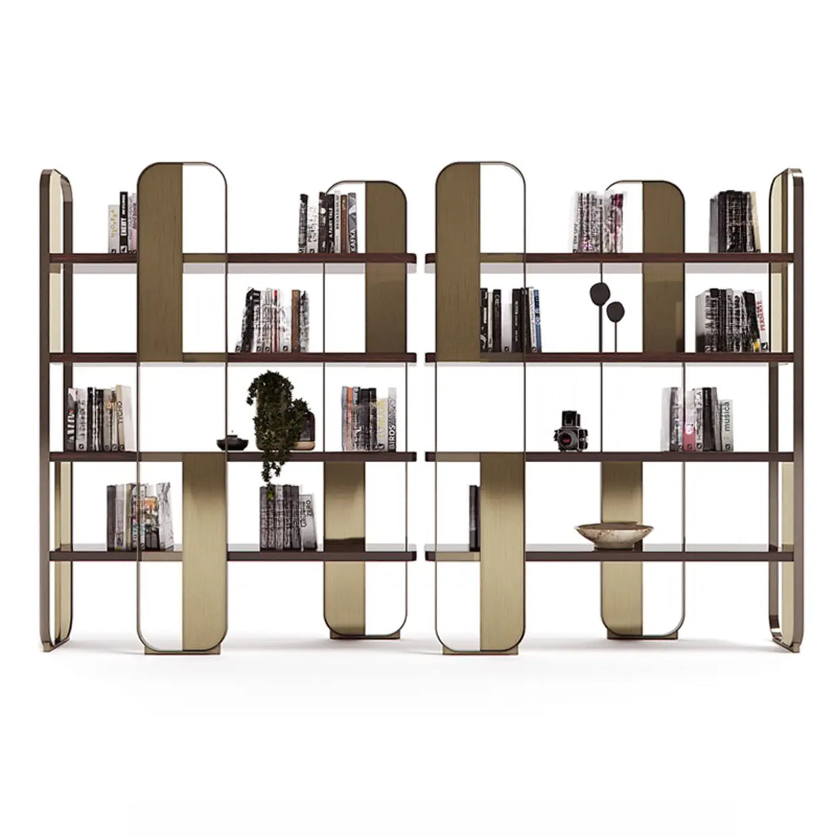 Modern Black Stainless Steel Open Etagere Bookcase Image - 5