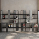 Modern Black Stainless Steel Open Etagere Bookcase Image - 7