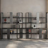 Modern Black Stainless Steel Open Etagere Bookcase Image - 7