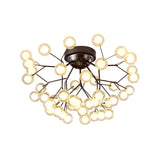 Modern Black Twig Firefly Glass Semi-Flush Mount Light Image - 20