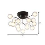 Modern Black Twig Firefly Glass Semi-Flush Mount Light Image - 6
