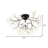 Modern Black Twig Firefly Glass Semi-Flush Mount Light Image - 8