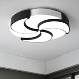 Modern Black White Windmill LED Flush Mount Ceiling Light Image - 3