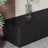 Modern Black Wood Rectangle TV Stand with Drawers Image - 10