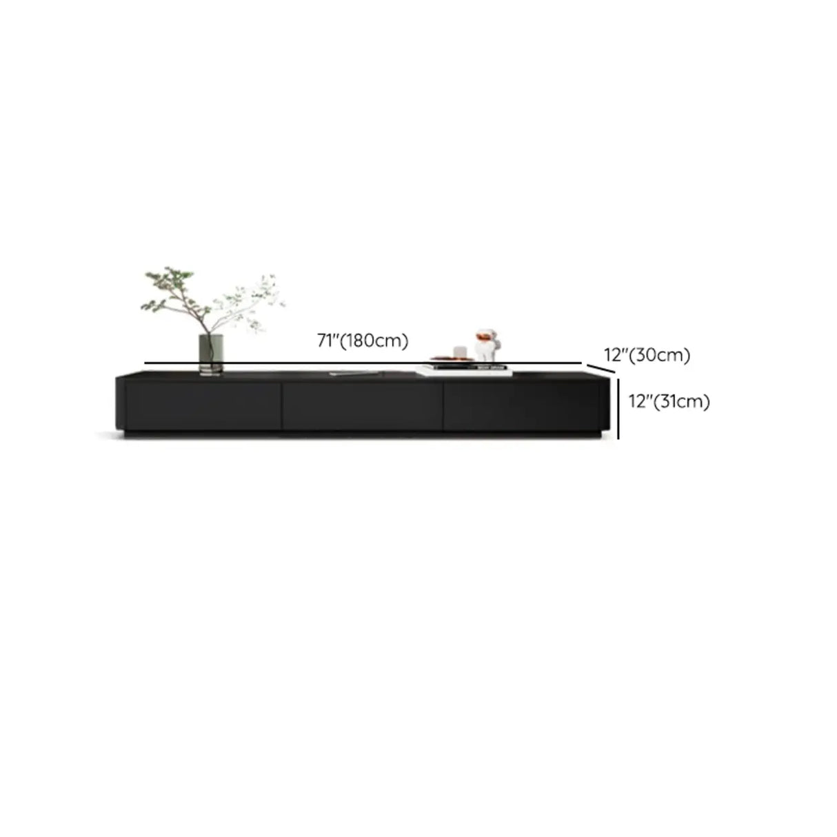 Modern Black Wood Rectangle TV Stand with Drawers Image - 16