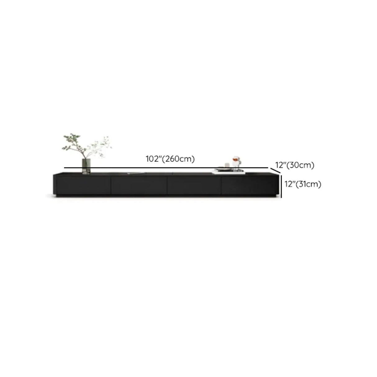 Modern Black Wood Rectangle TV Stand with Drawers Image - 19
