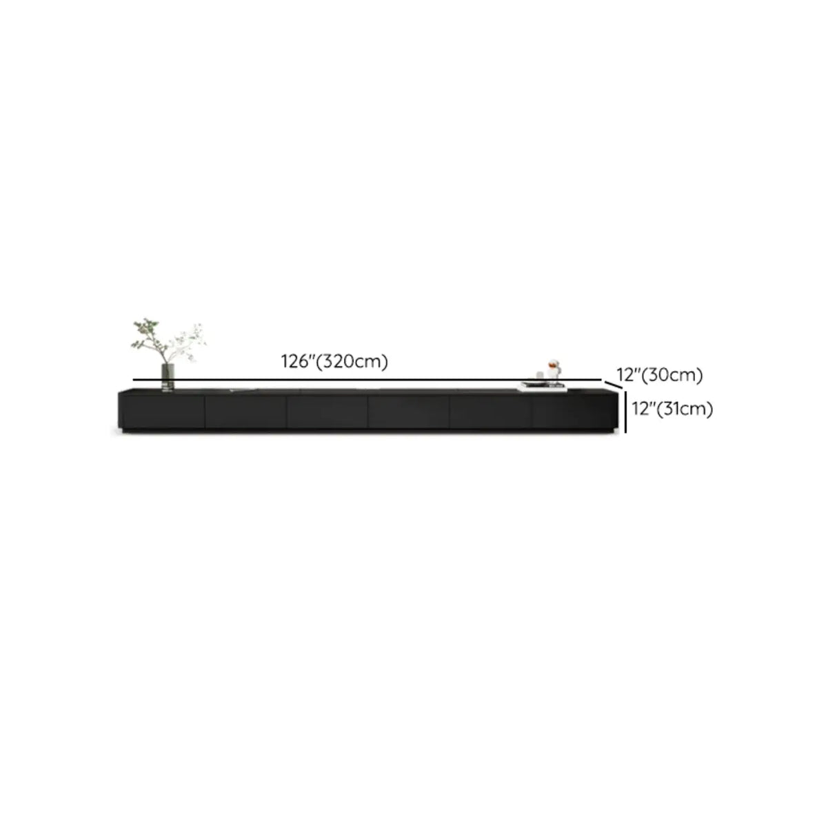 Modern Black Wood Rectangle TV Stand with Drawers Image - 22