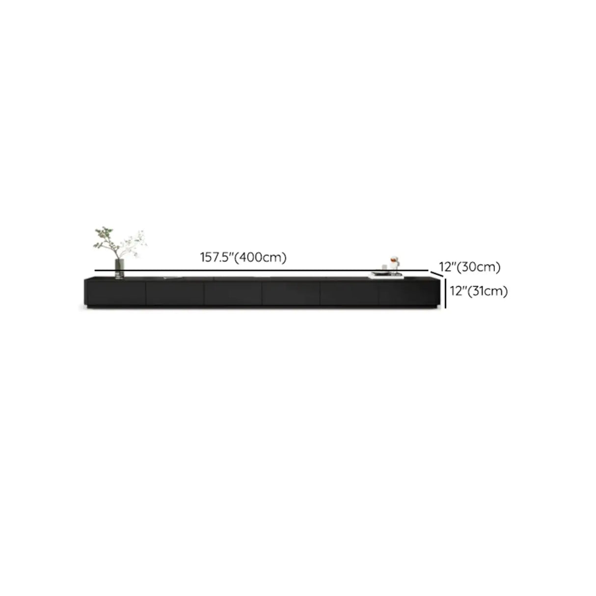 Modern Black Wood Rectangle TV Stand with Drawers Image - 27