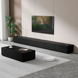 Modern Black Wood Rectangle TV Stand with Drawers Image - 4