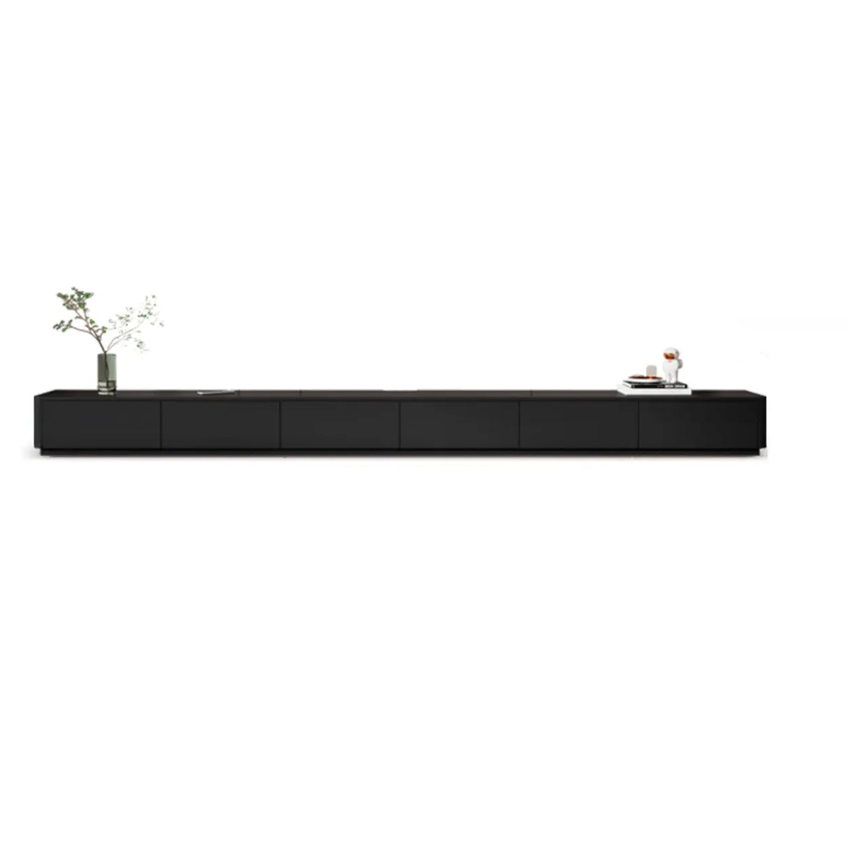 Modern Black Wood Rectangle TV Stand with Drawers Image - 5