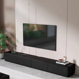 Modern Black Wood Rectangle TV Stand with Drawers Image - 7