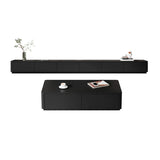 Modern Black Wood Rectangle TV Stand with Drawers Image - 8