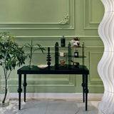 Modern Black Wood Rectangular Console Table with Legs Image - 1