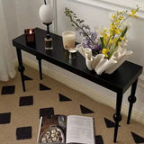 Modern Black Wood Rectangular Console Table with Legs Image - 2