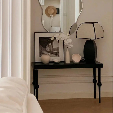 Modern Black Wood Rectangular Console Table with Legs Image - 4