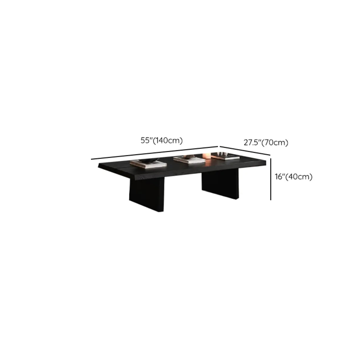 Modern Black Wooden Rectangular Sleigh Coffee Table Image - 11