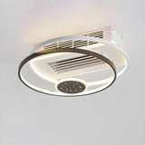 Modern Bladeless Geometric LED Ceiling Fan with Light Image - 13