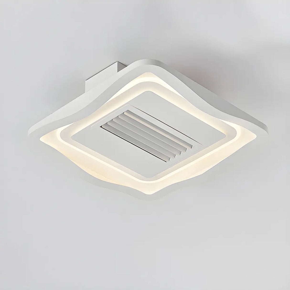 Modern Bladeless Geometric LED Ceiling Fan with Light Image - 6