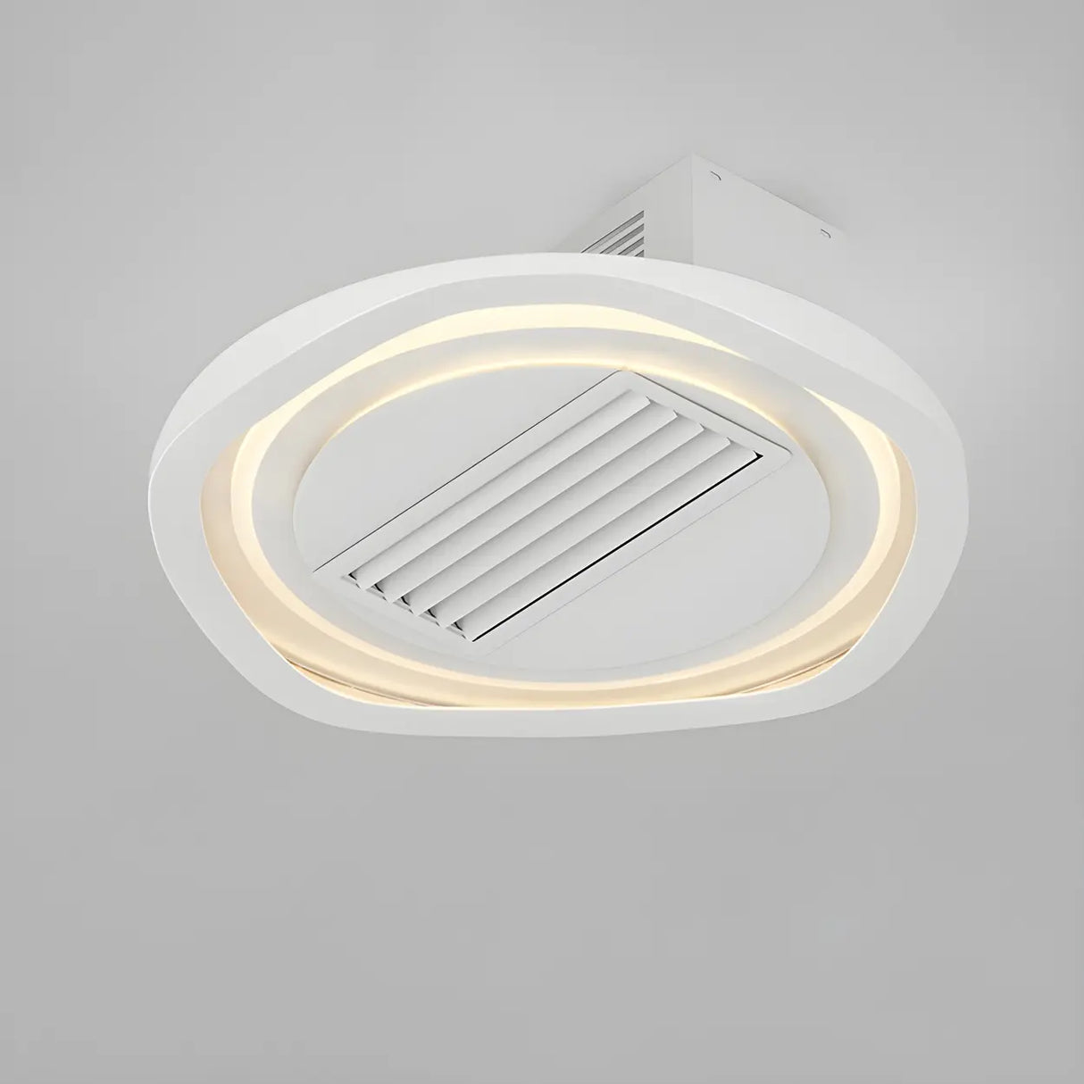 Modern Bladeless Geometric LED Ceiling Fan with Light Image - 7