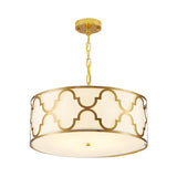 Modern Blue and Gold Drum Bedroom Pendant Chandelier Image - 12