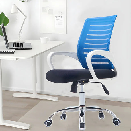 Modern Blue Ergonomic Adjustable Swivel Mesh Office Chair Image - 1