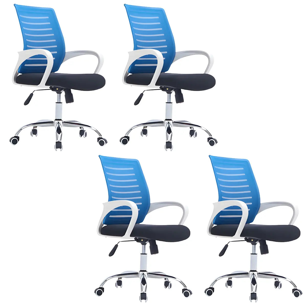 Modern Blue Ergonomic Adjustable Swivel Mesh Office Chair Image - 3