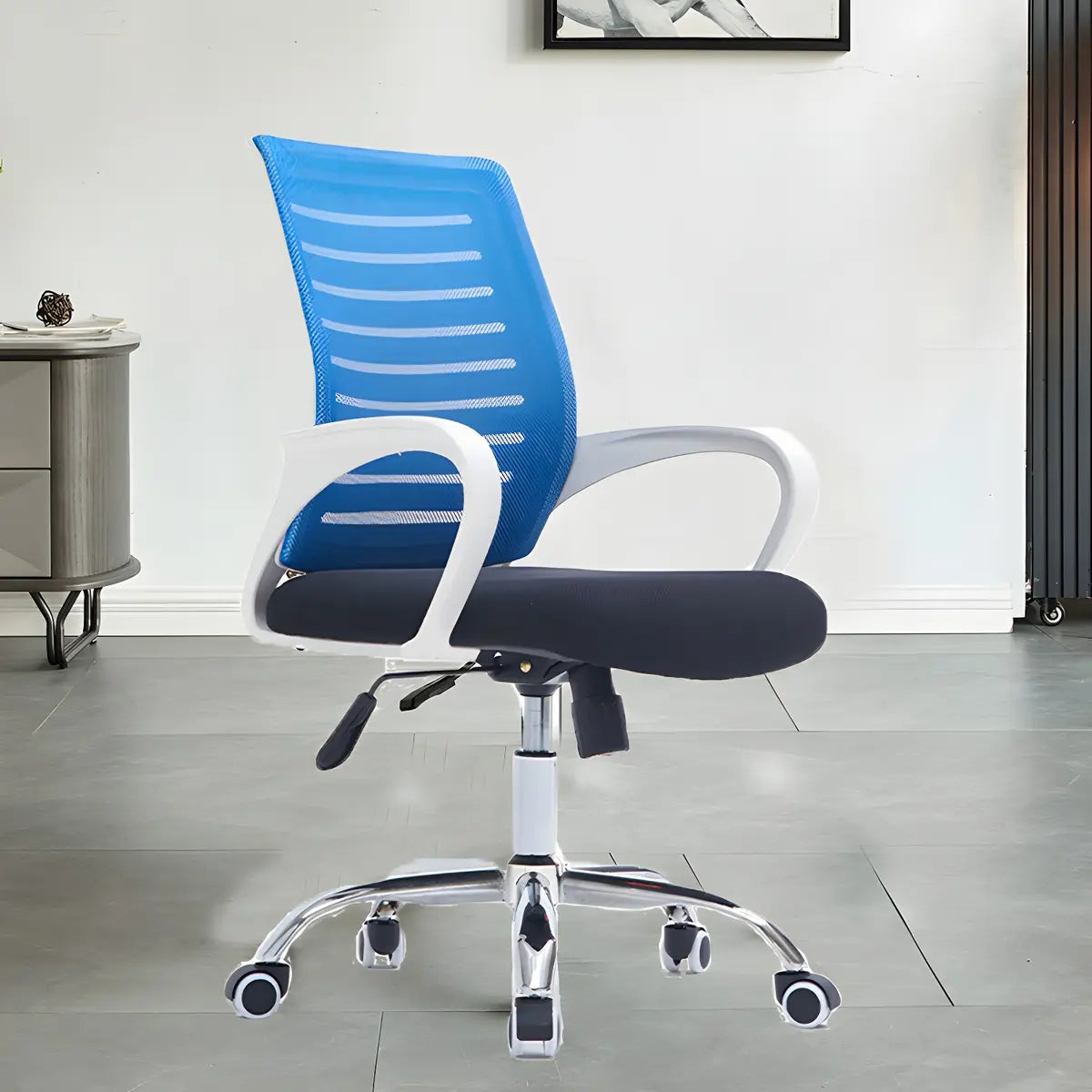 Modern Blue Ergonomic Adjustable Swivel Mesh Office Chair Image - 4