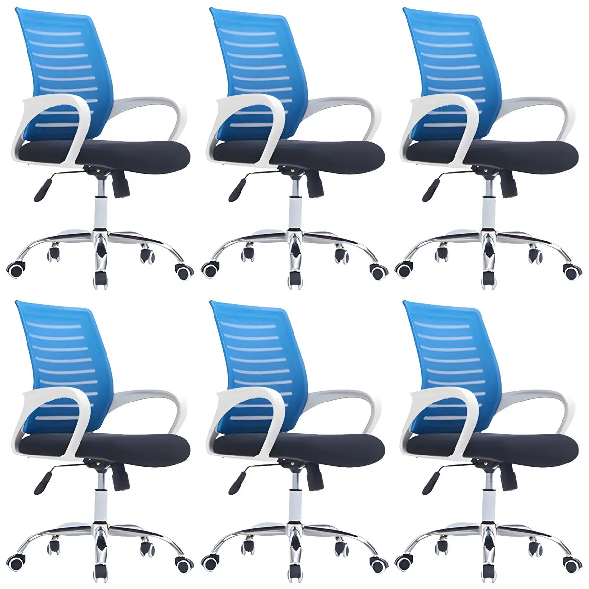 Modern Blue Ergonomic Adjustable Swivel Mesh Office Chair Image - 5