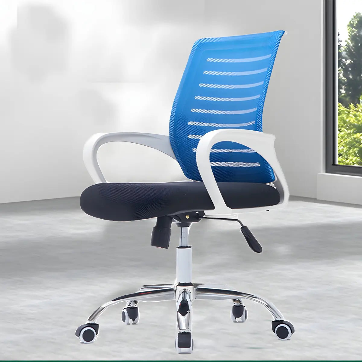 Modern Blue Ergonomic Adjustable Swivel Mesh Office Chair Image - 6