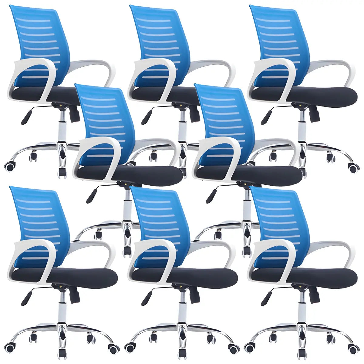 Modern Blue Ergonomic Adjustable Swivel Mesh Office Chair Image - 7