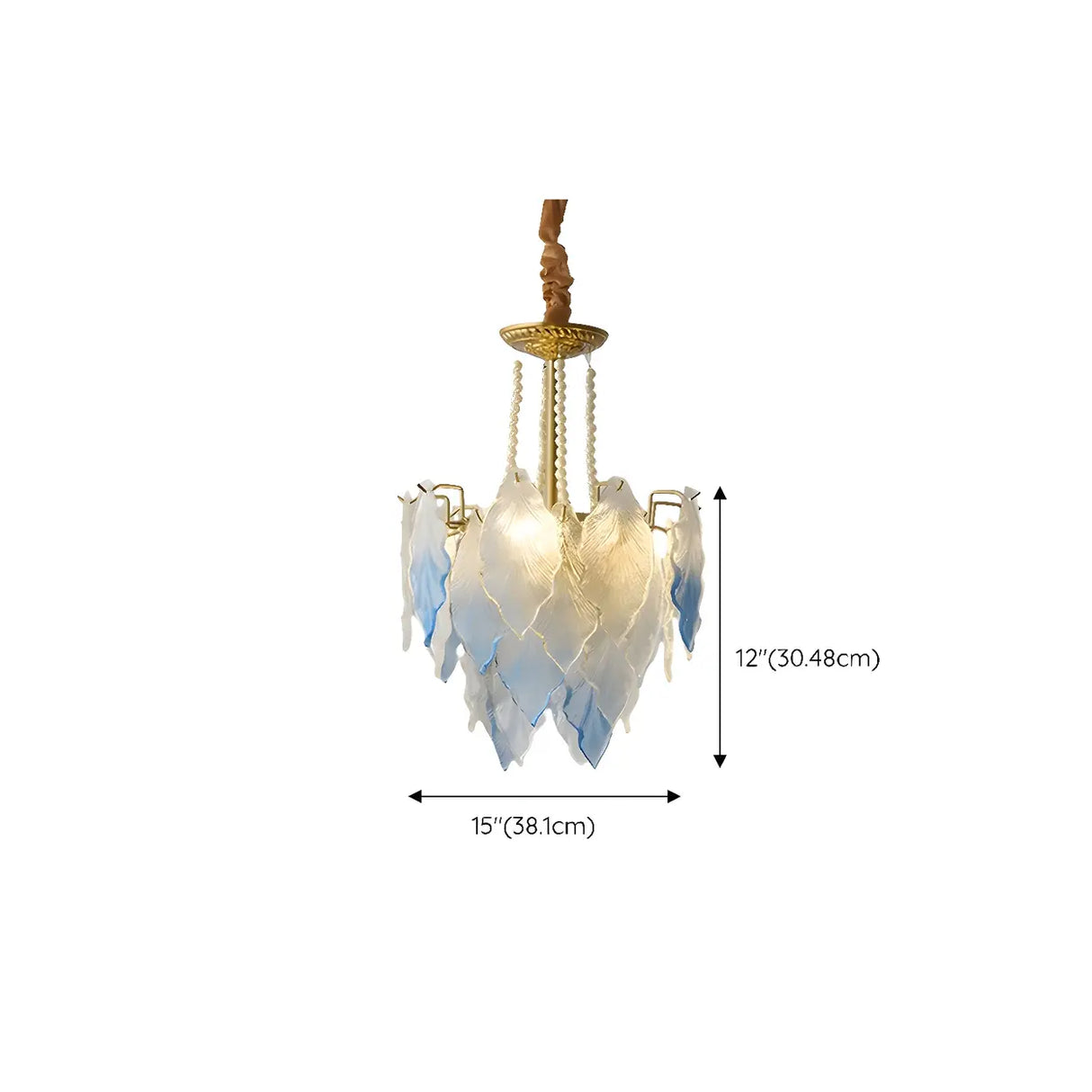 Modern Blue Leaf Glass Chandelier for Living Room 