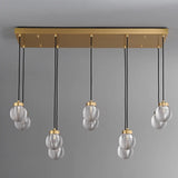 Modern Brass 10-Light Pendant Glass Globe Island Light Image - 4