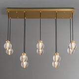 Modern Brass 10-Light Pendant Glass Globe Island Light Image - 5