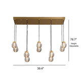 Modern Brass 10-Light Pendant Glass Globe Island Light #size