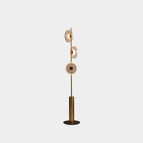 Modern Brass 3 Glass Round Disc Lights Foot Switch Floor Lamp Image - 2