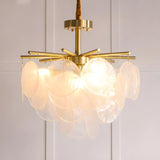 Modern Brass Bedroom White Disc Acrylic Chandelier Image - 8