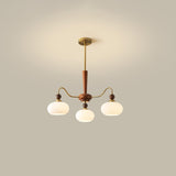 Modern Brass Finish Opal Glass Modern Chandelier Image - 5